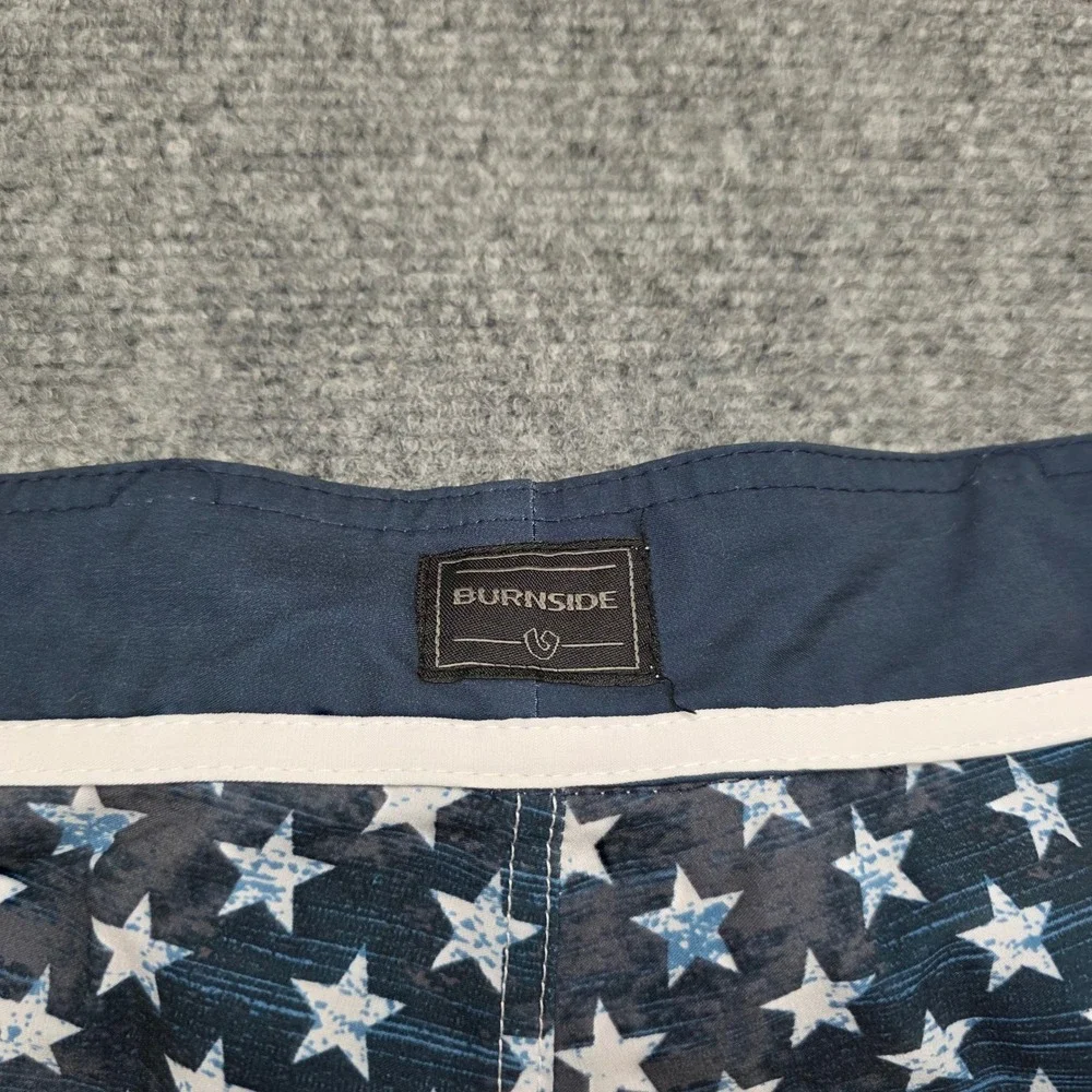 Burnside Mens Board‎ Shorts Size 34 American Flag Stars Stripes Swim Trunks Navy